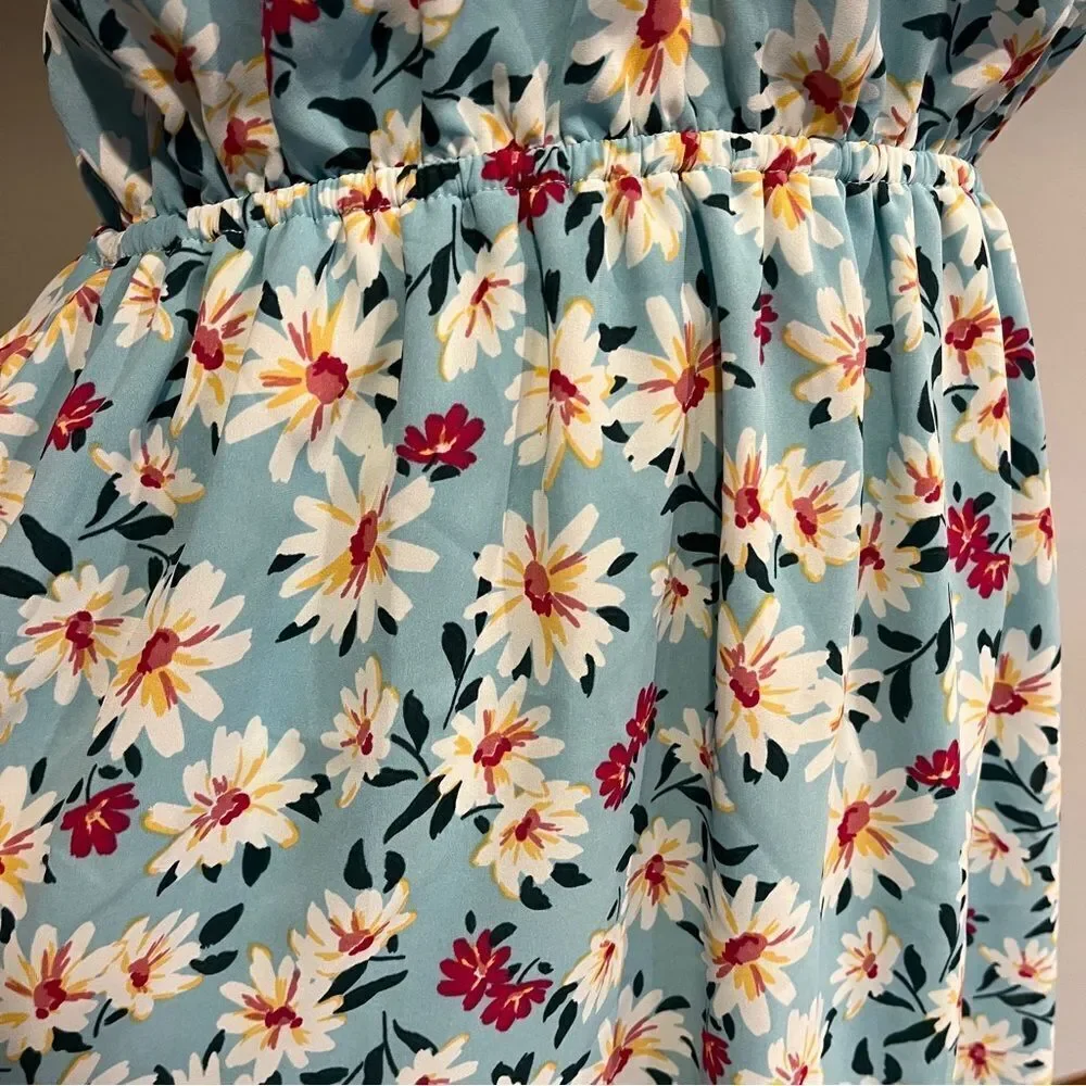 Staccato light floral sleeveless‎ v-neck dress size medium - Picture 5 of 13